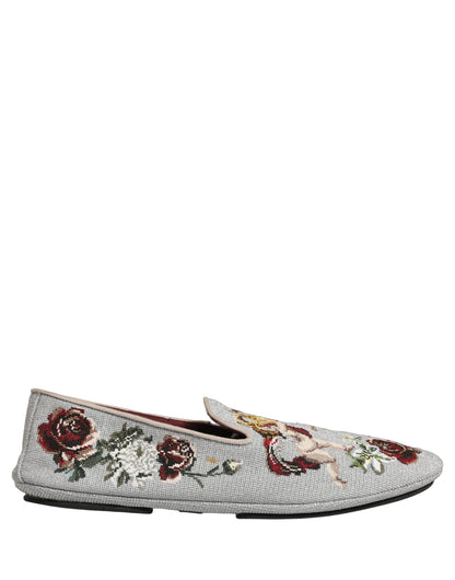 Dolce & Gabbana Men's Leather Loafer Slip-On Shoes - Gray Rose