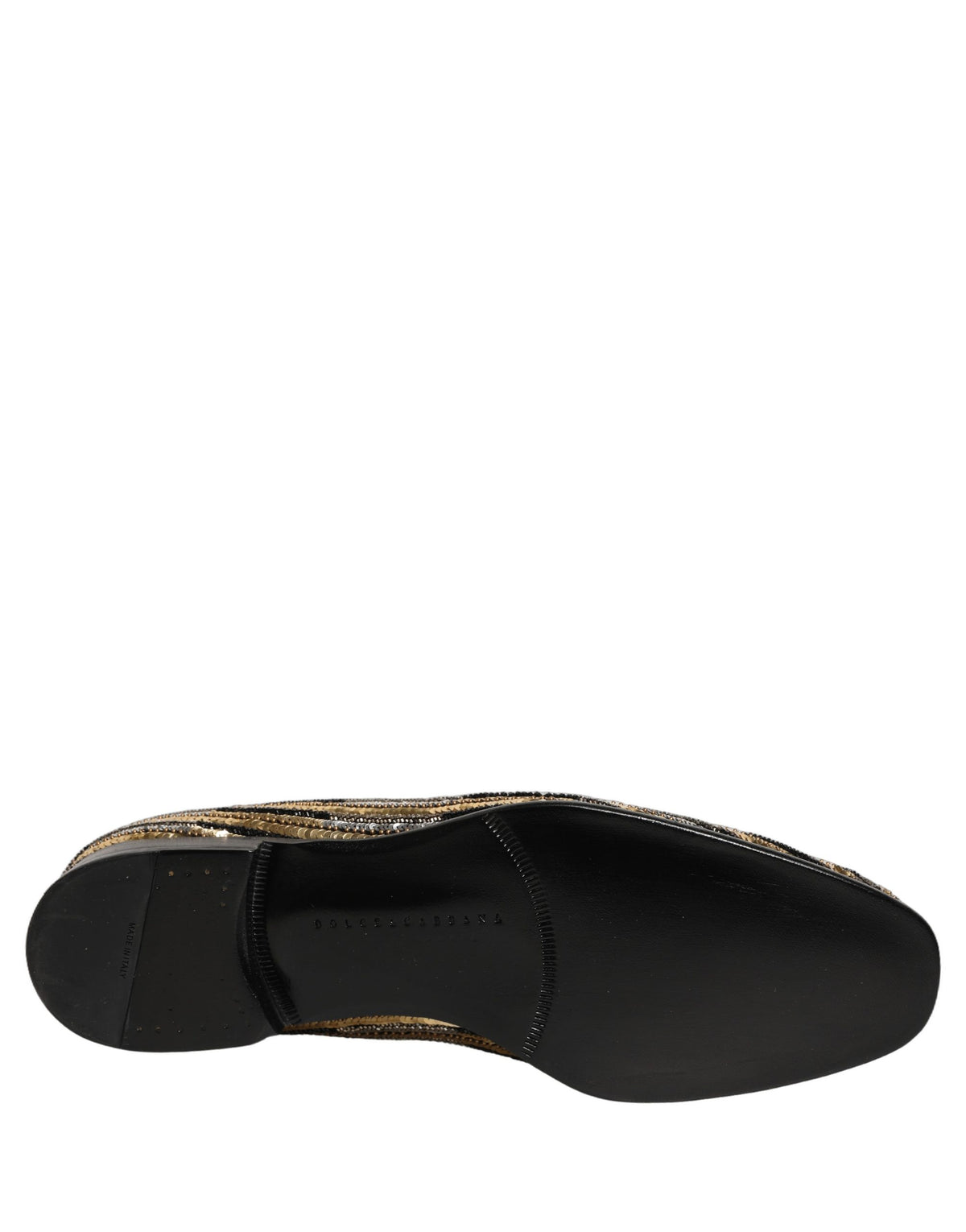 Dolce & Gabbana Men's Leather & Sequins Loafer Slip-On Shoes - Gold Striped