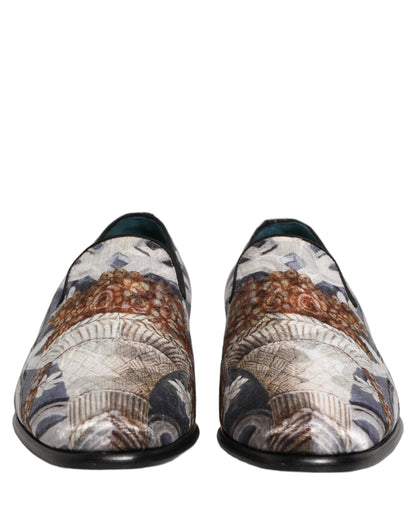 Dolce & Gabbana Men's Leather Loafer Slip-On Shoes - Multicolor Floral
