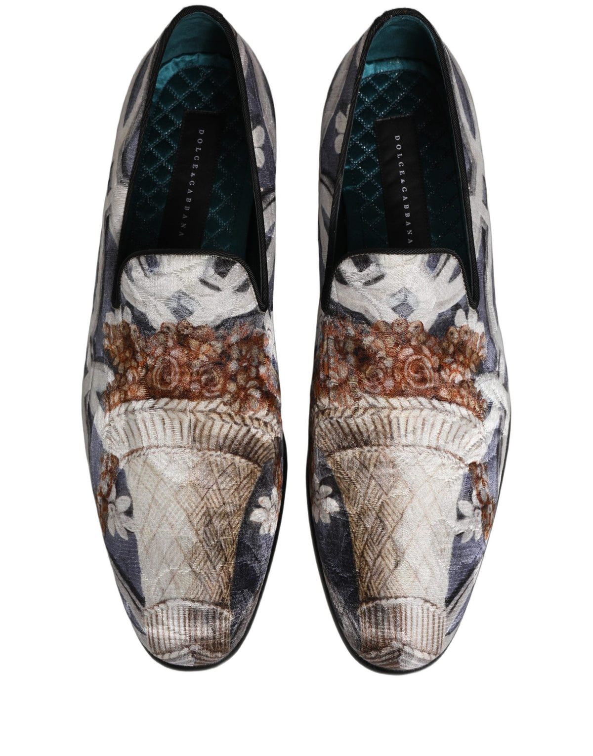 Dolce & Gabbana Men's Leather Loafer Slip-On Shoes - Multicolor Floral