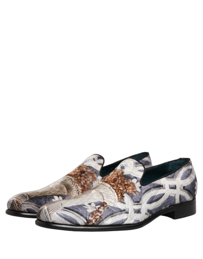 Dolce & Gabbana Men's Leather Loafer Slip-On Shoes - Multicolor Floral