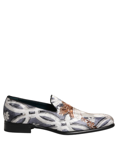 Dolce & Gabbana Men's Leather Loafer Slip-On Shoes - Multicolor Floral