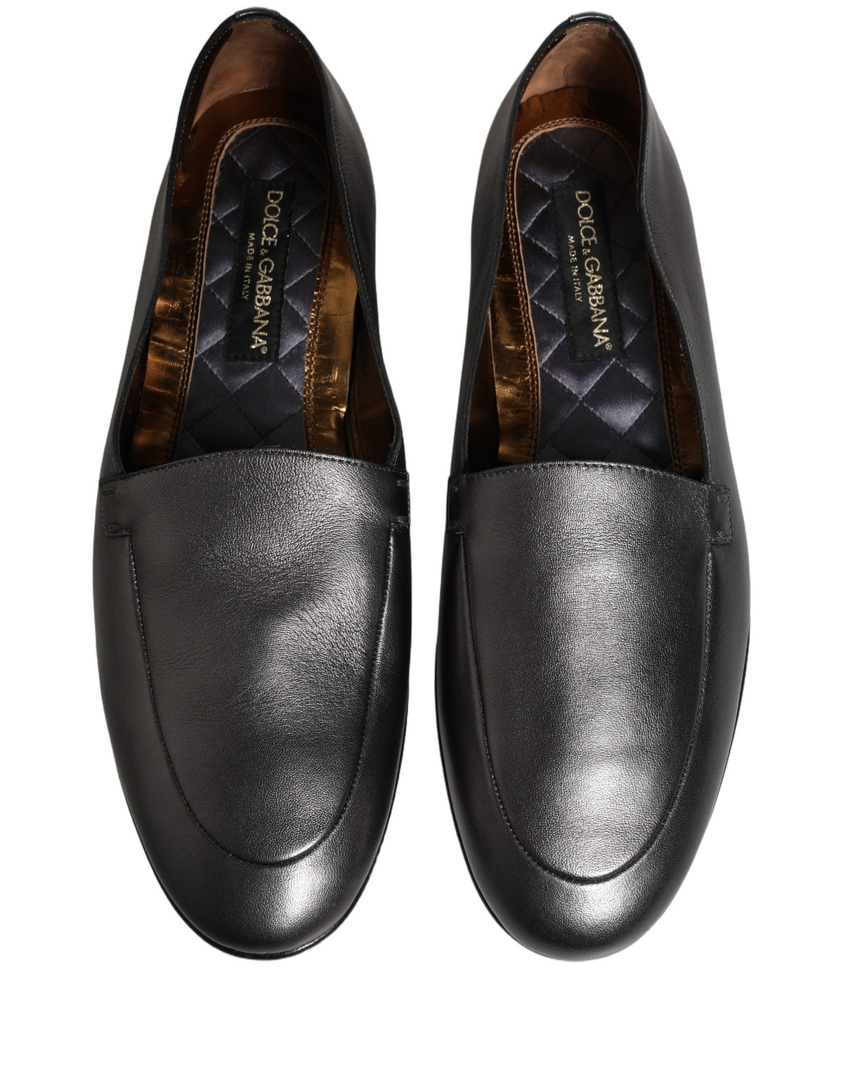 Dolce & Gabbana Men's Leather Low-Heel Loafer Slip-On Shoes - Silver