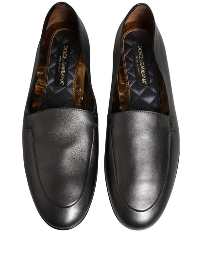 Dolce & Gabbana Men's Leather Low-Heel Loafer Slip-On Shoes - Silver