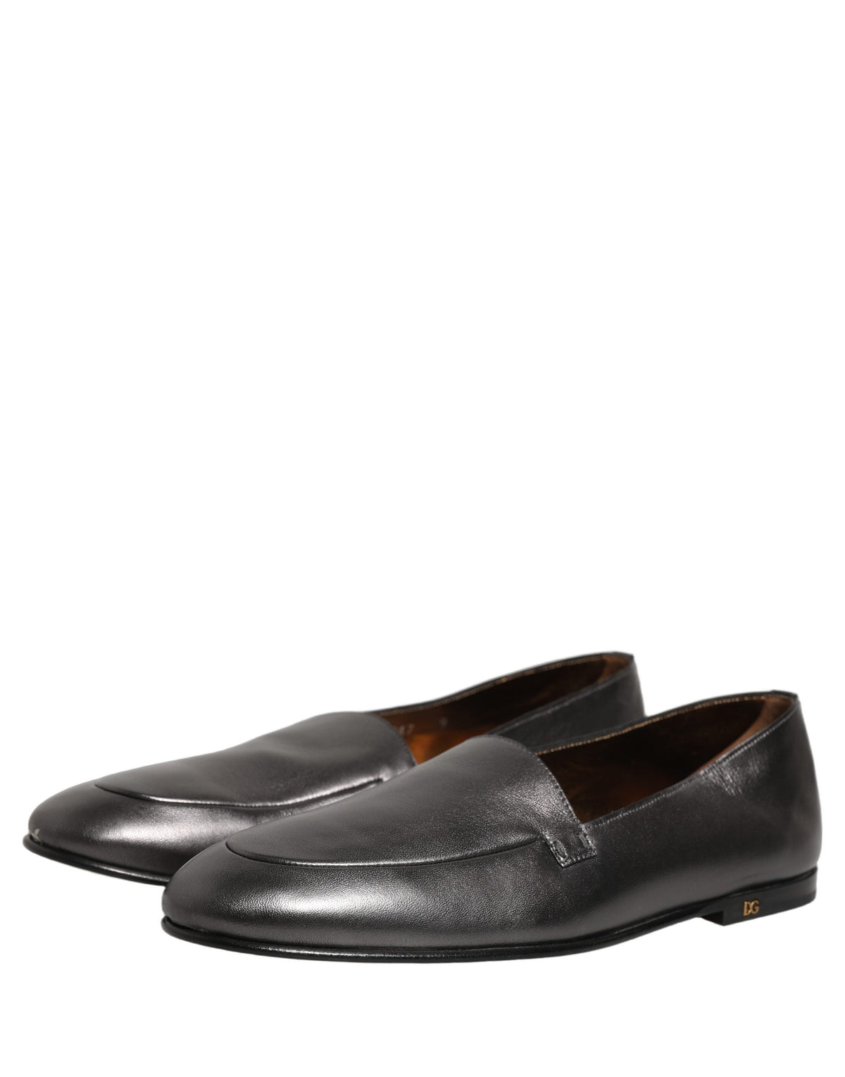 Dolce & Gabbana Men's Leather Low-Heel Loafer Slip-On Shoes - Silver