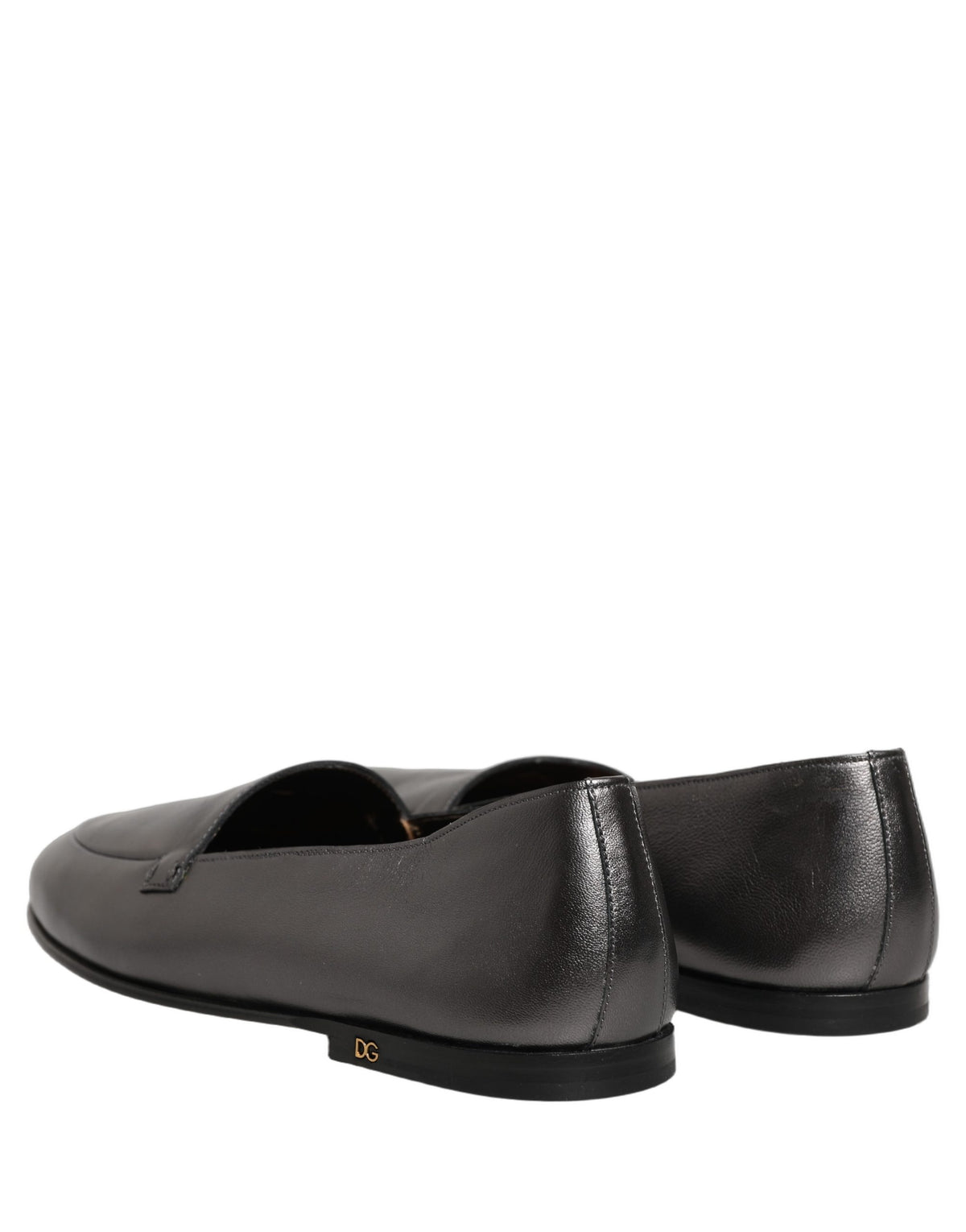 Dolce & Gabbana Men's Leather Low-Heel Loafer Slip-On Shoes - Silver