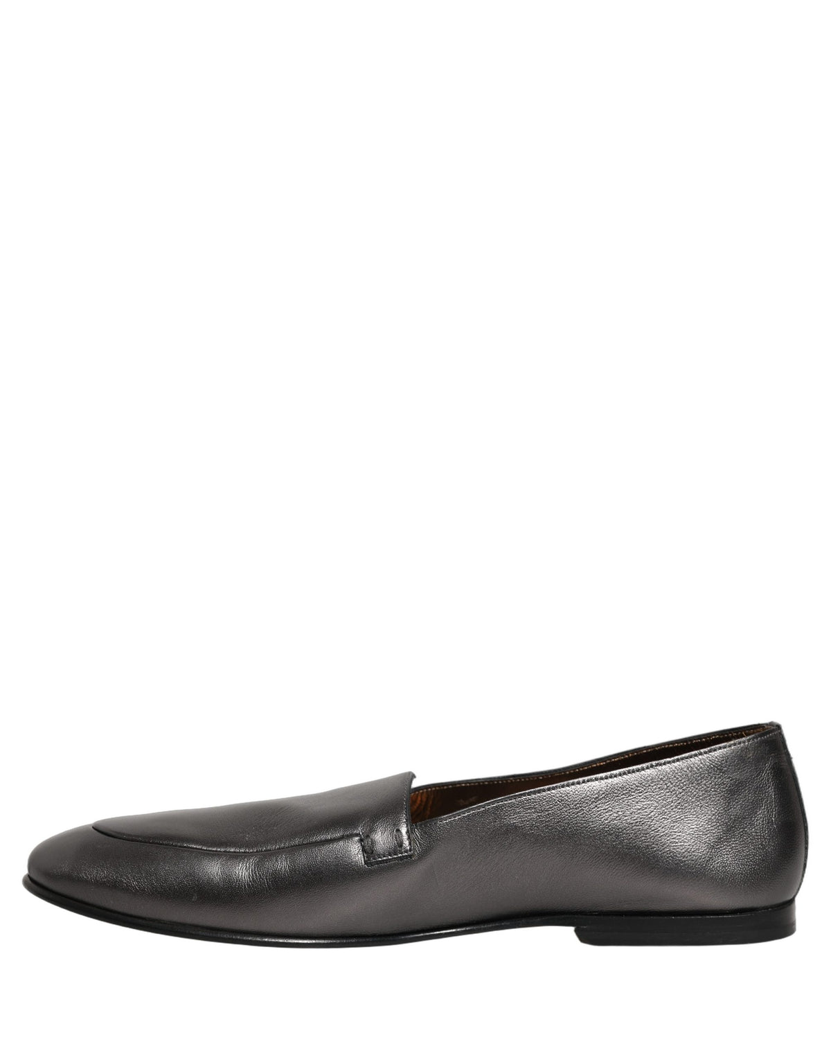 Dolce & Gabbana Men's Leather Low-Heel Loafer Slip-On Shoes - Silver