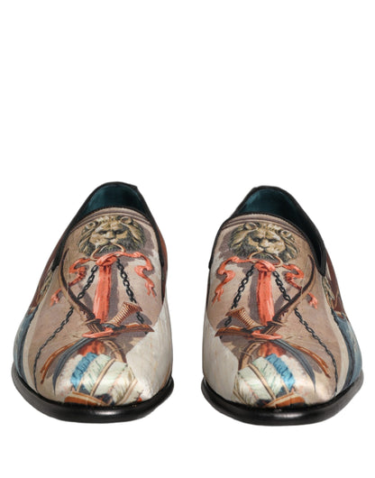 Dolce & Gabbana Men's Leather Loafer Slip-On Shoes - Multicolor Print