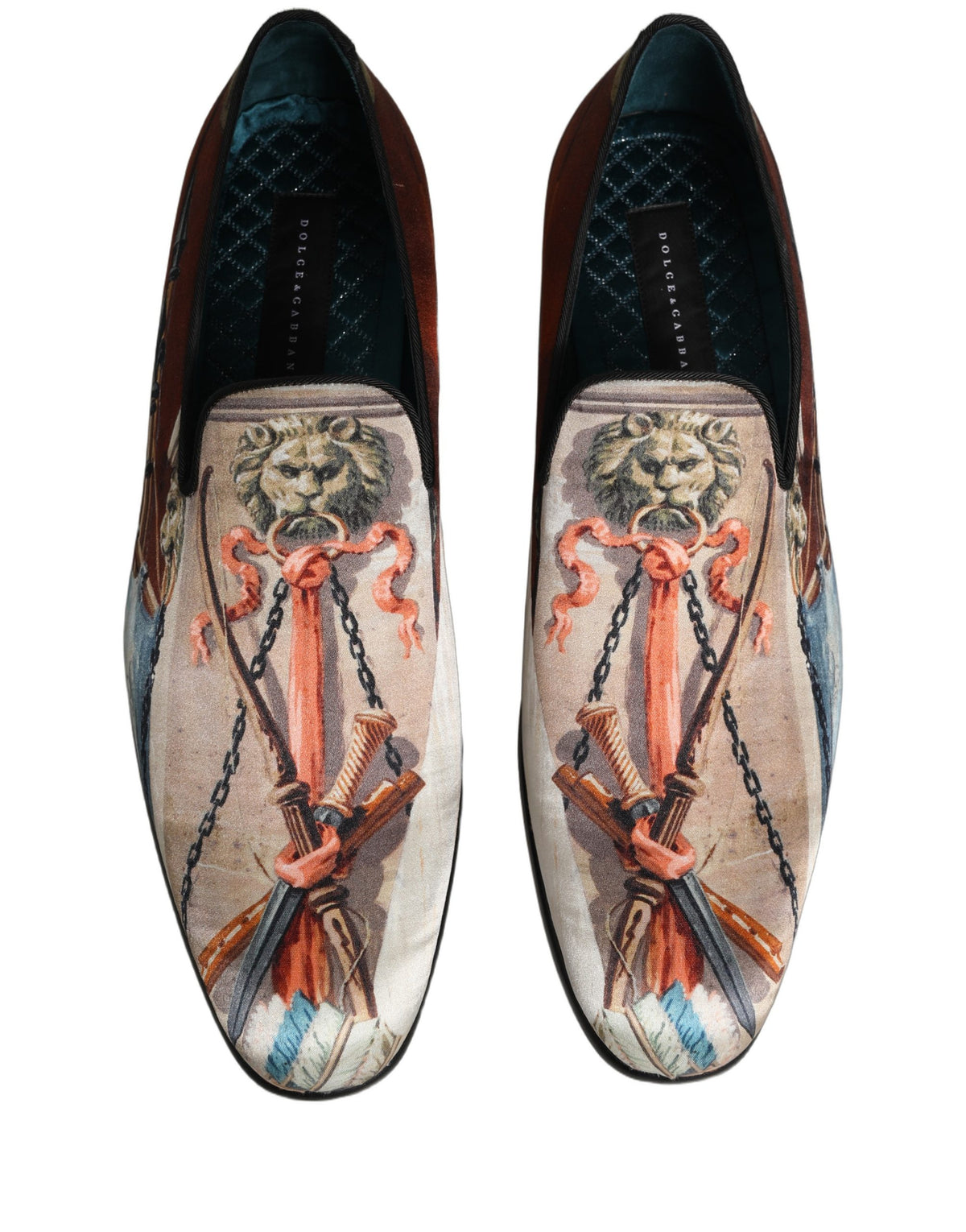 Dolce & Gabbana Men's Leather Loafer Slip-On Shoes - Multicolor Print