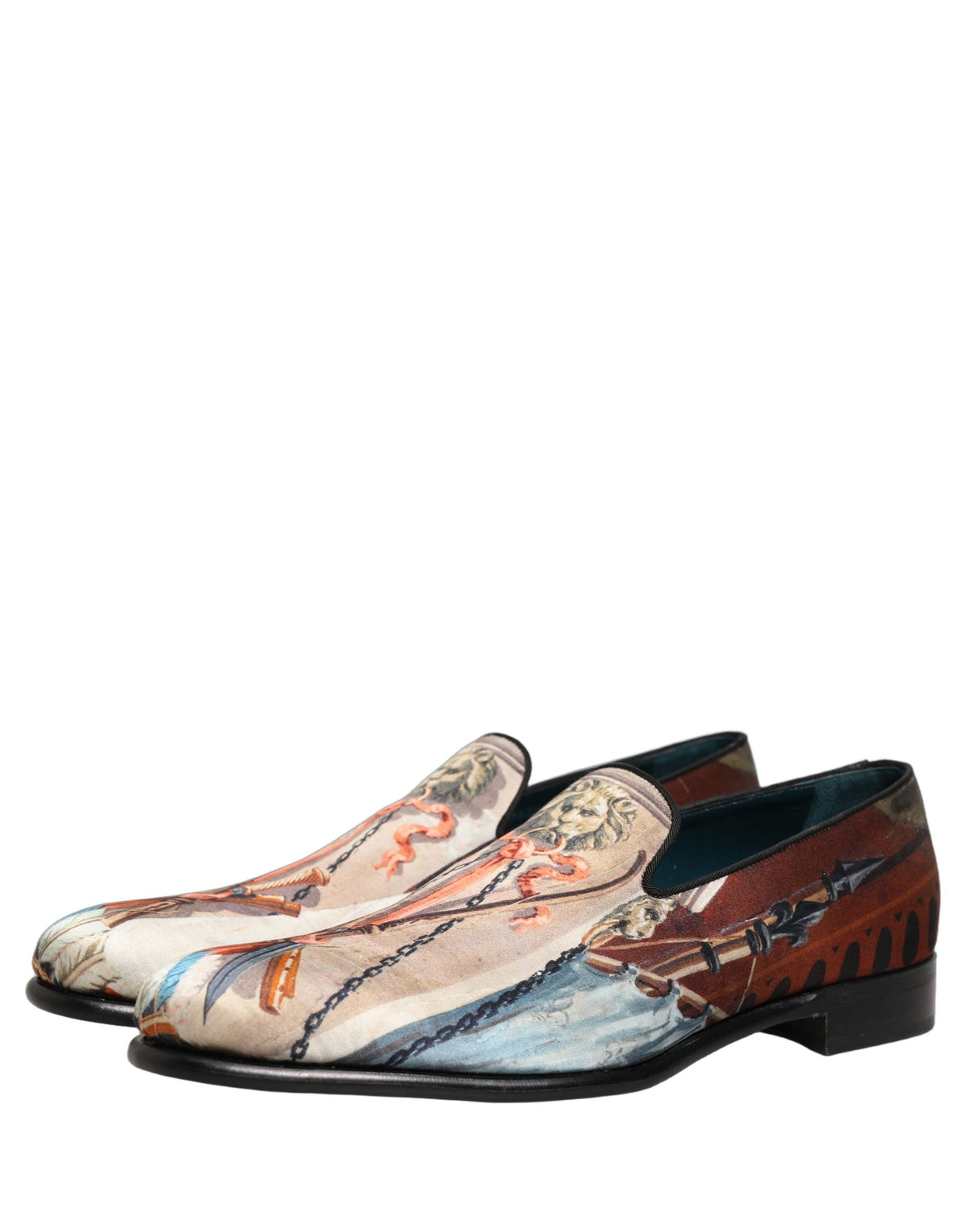 Dolce & Gabbana Men's Leather Loafer Slip-On Shoes - Multicolor Print