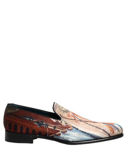 Dolce & Gabbana Men's Leather Loafer Slip-On Shoes - Multicolor Print