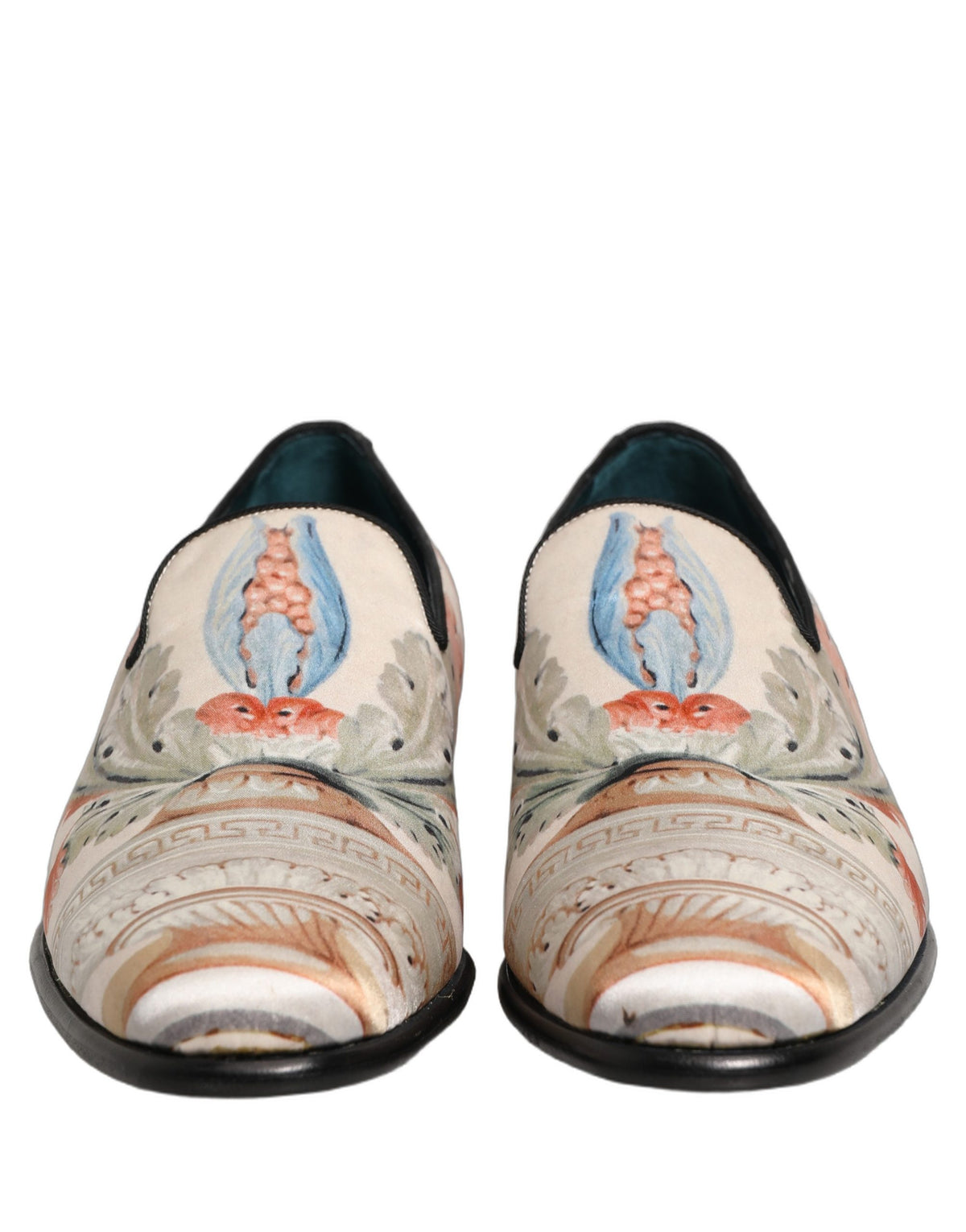 Dolce & Gabbana Men's Leather Loafer Slip-On Shoes - White Floral