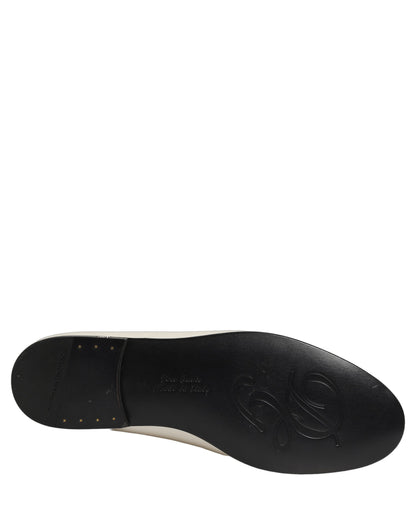 Dolce & Gabbana Men's Leather & Satin Flat Loafer Slip-On Shoes - Multicolor White Print