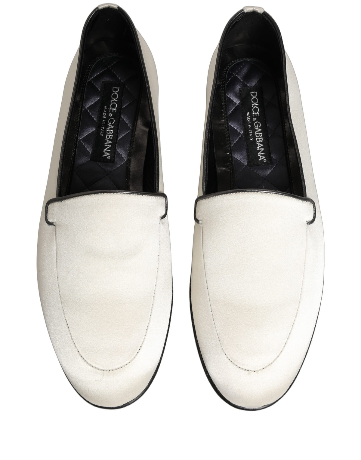 Dolce & Gabbana Men's Leather & Satin Flat Loafer Slip-On Shoes - Multicolor White Print