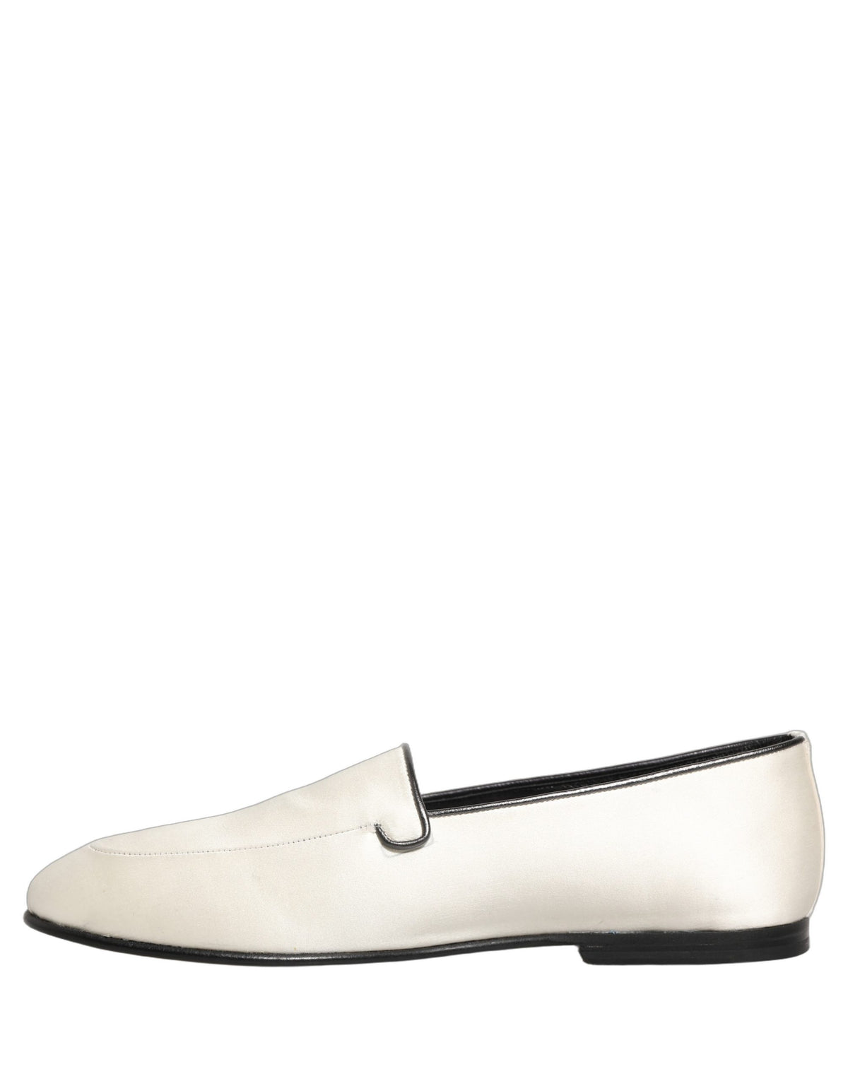 Dolce & Gabbana Men's Leather & Satin Flat Loafer Slip-On Shoes - Multicolor White Print