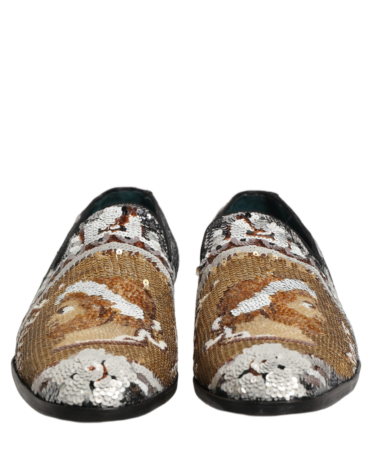 Dolce & Gabbana Men's Leather Loafer Slip-On Shoes - Gold White