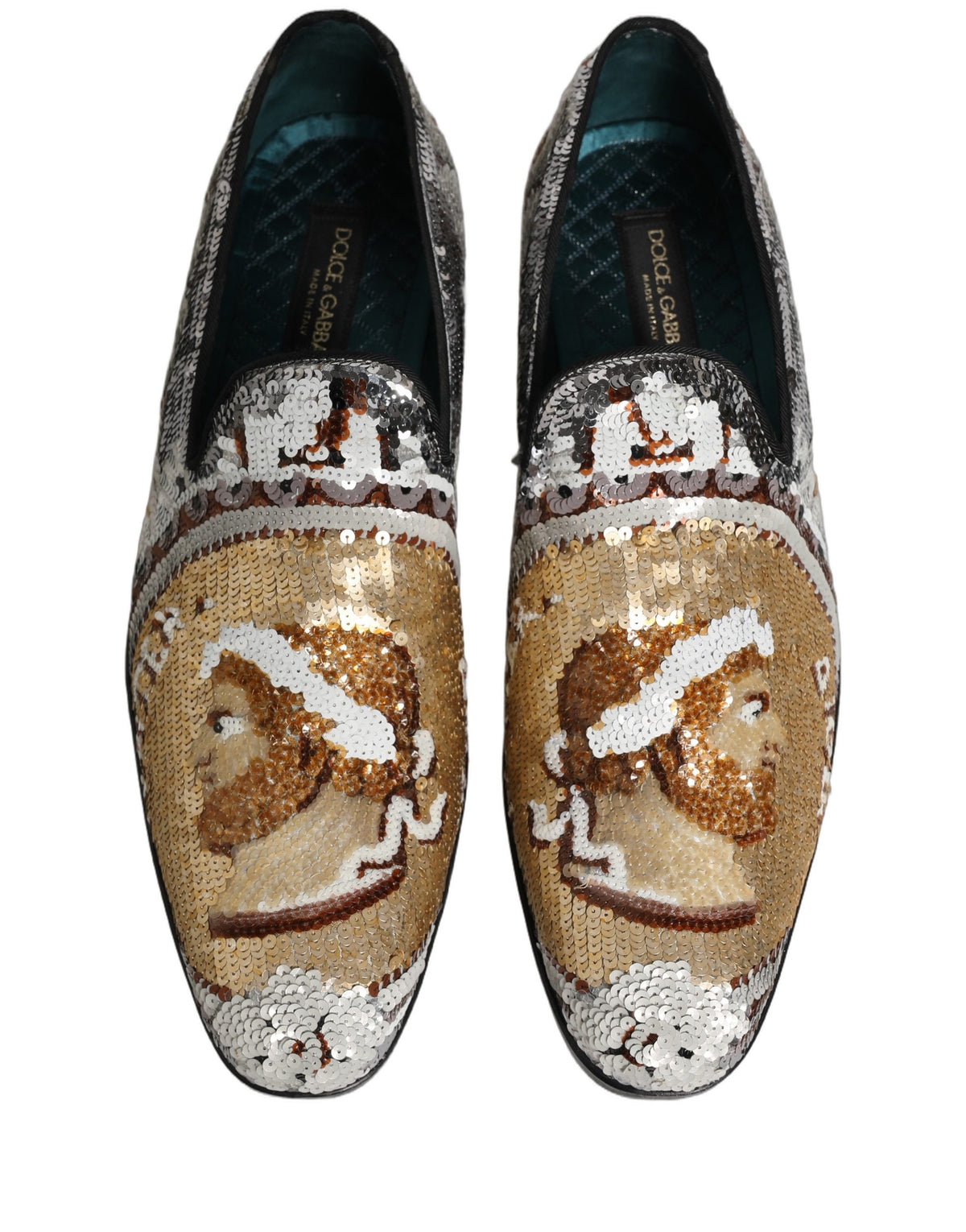 Dolce & Gabbana Men's Leather Loafer Slip-On Shoes - Gold White