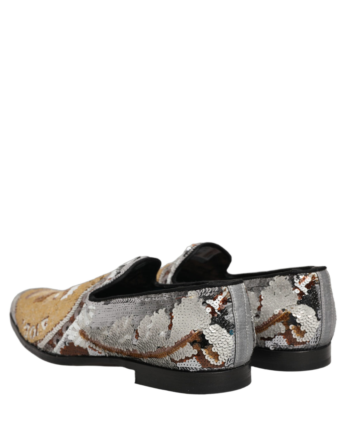 Dolce & Gabbana Men's Leather Loafer Slip-On Shoes - Gold White