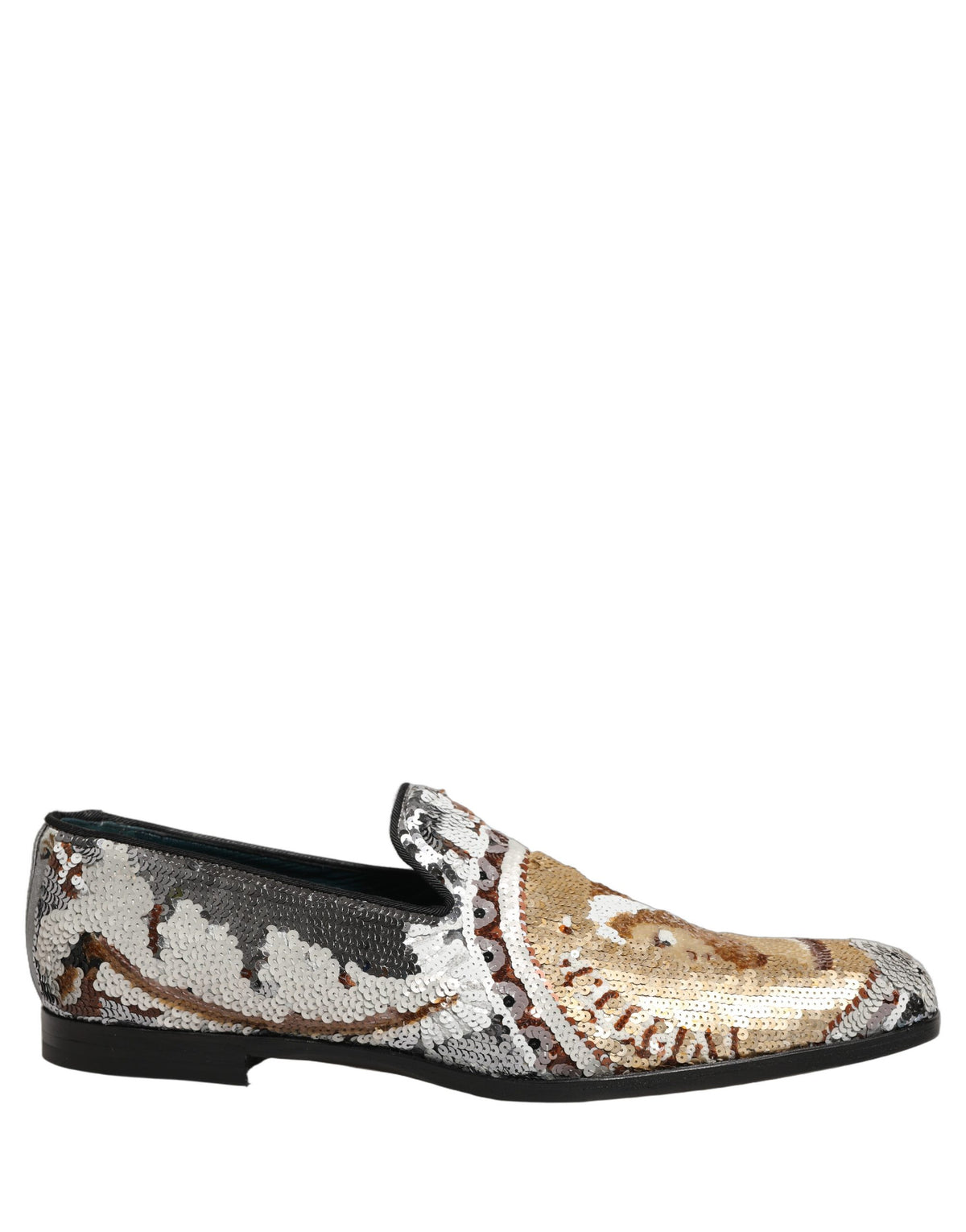 Dolce & Gabbana Men's Leather Loafer Slip-On Shoes - Gold White