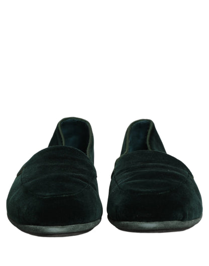 Dolce & Gabbana Men's Leather Plush & Velvet Flat Loafer Slip-On Shoes - Green