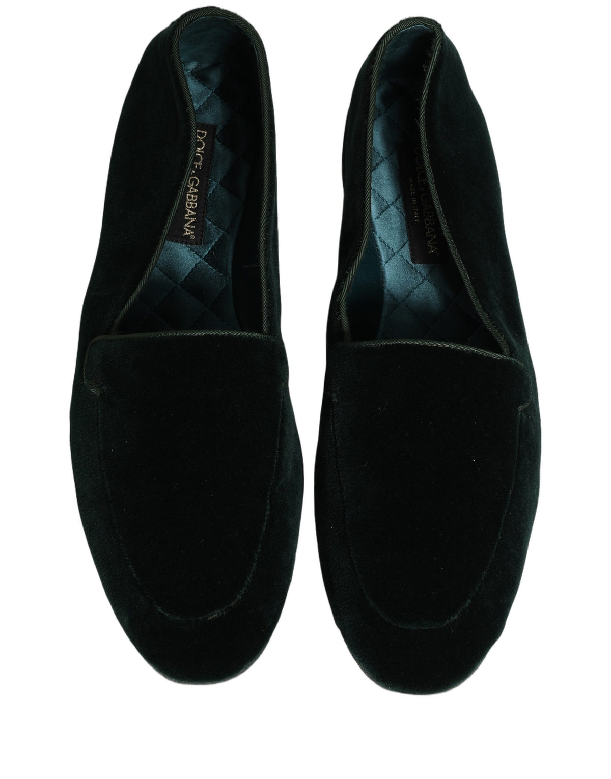 Dolce & Gabbana Men's Leather Plush & Velvet Flat Loafer Slip-On Shoes - Green