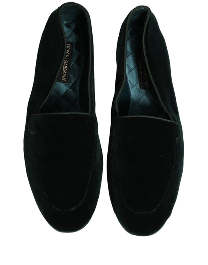 Dolce & Gabbana Men's Leather Plush & Velvet Flat Loafer Slip-On Shoes - Green