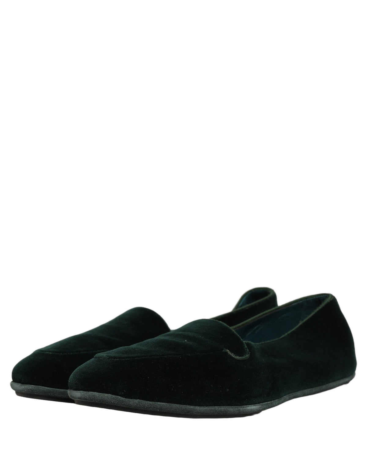 Dolce & Gabbana Men's Leather Plush & Velvet Flat Loafer Slip-On Shoes - Green