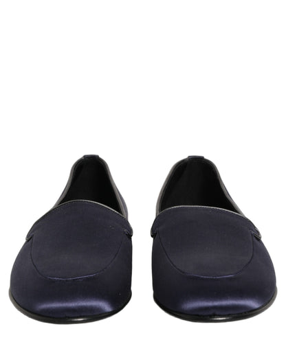 Dolce & Gabbana Men's Leather & Satin Low-Heel Loafer Slip-On Shoes - Blue