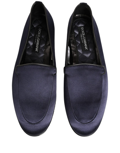 Dolce & Gabbana Men's Leather & Satin Low-Heel Loafer Slip-On Shoes - Blue