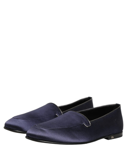 Dolce & Gabbana Men's Leather & Satin Low-Heel Loafer Slip-On Shoes - Blue