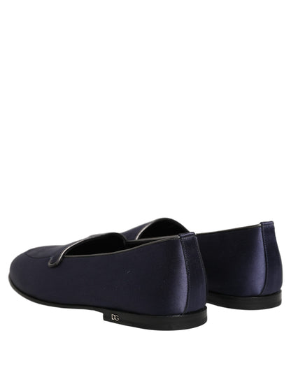 Dolce & Gabbana Men's Leather & Satin Low-Heel Loafer Slip-On Shoes - Blue