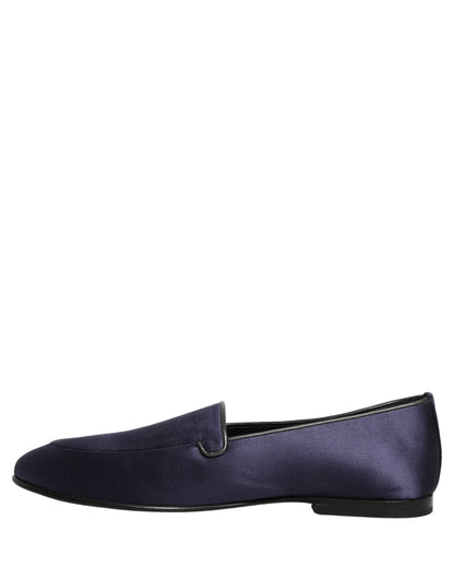 Dolce & Gabbana Men's Leather & Satin Low-Heel Loafer Slip-On Shoes - Blue