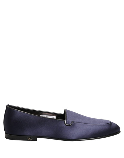 Dolce & Gabbana Men's Leather & Satin Low-Heel Loafer Slip-On Shoes - Blue
