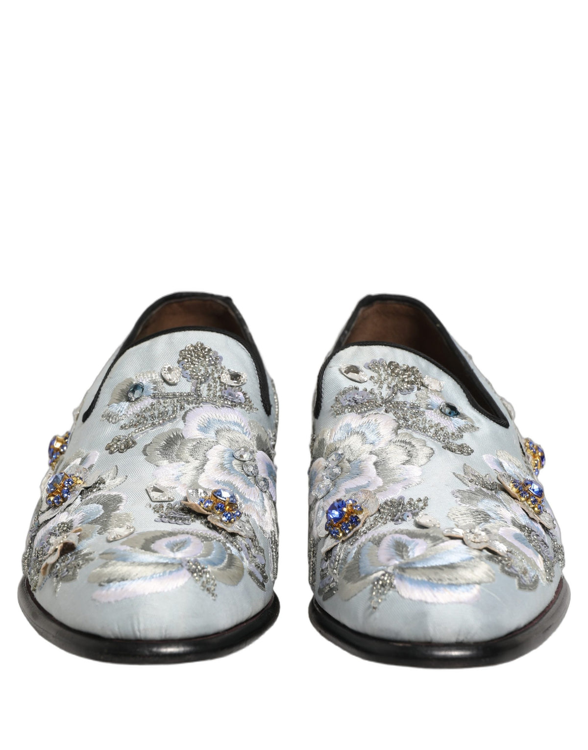 Dolce & Gabbana Men's Leather Loafer Slip-On Shoes - White Floral