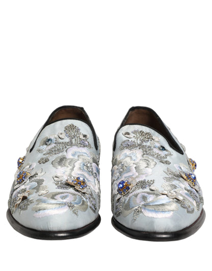 Dolce & Gabbana Men's Leather Loafer Slip-On Shoes - White Floral