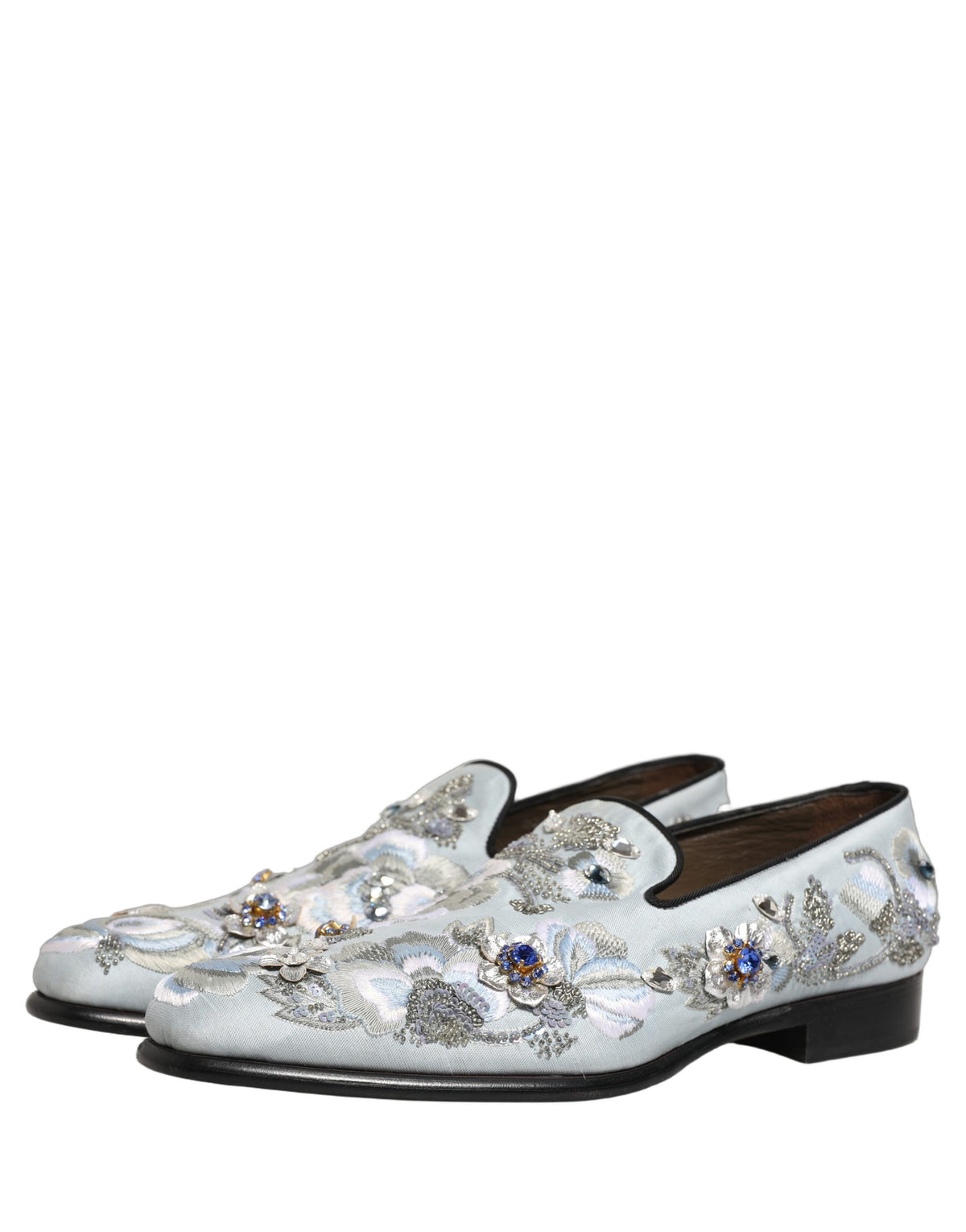 Dolce & Gabbana Men's Leather Loafer Slip-On Shoes - White Floral