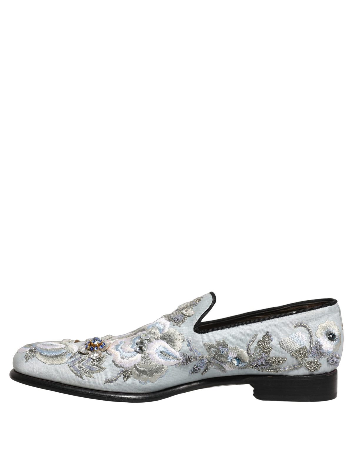 Dolce & Gabbana Men's Leather Loafer Slip-On Shoes - White Floral