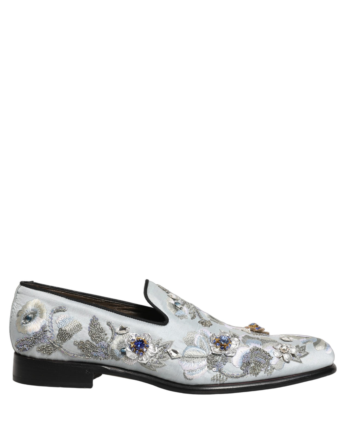 Dolce & Gabbana Men's Leather Loafer Slip-On Shoes - White Floral