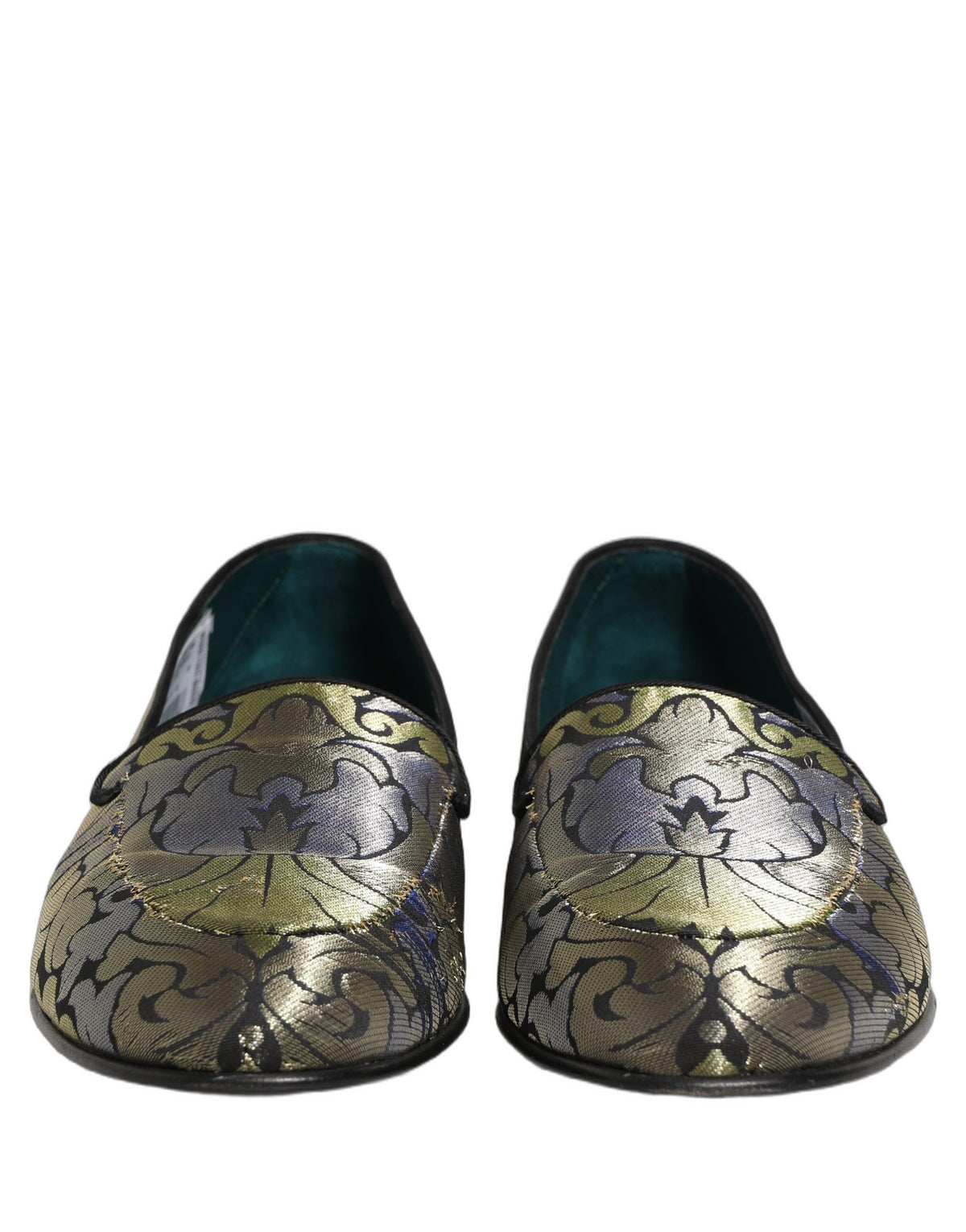 Dolce & Gabbana Men's Leather Loafer Slip-On Shoes - Multicolor Patterned Floral Jacquard