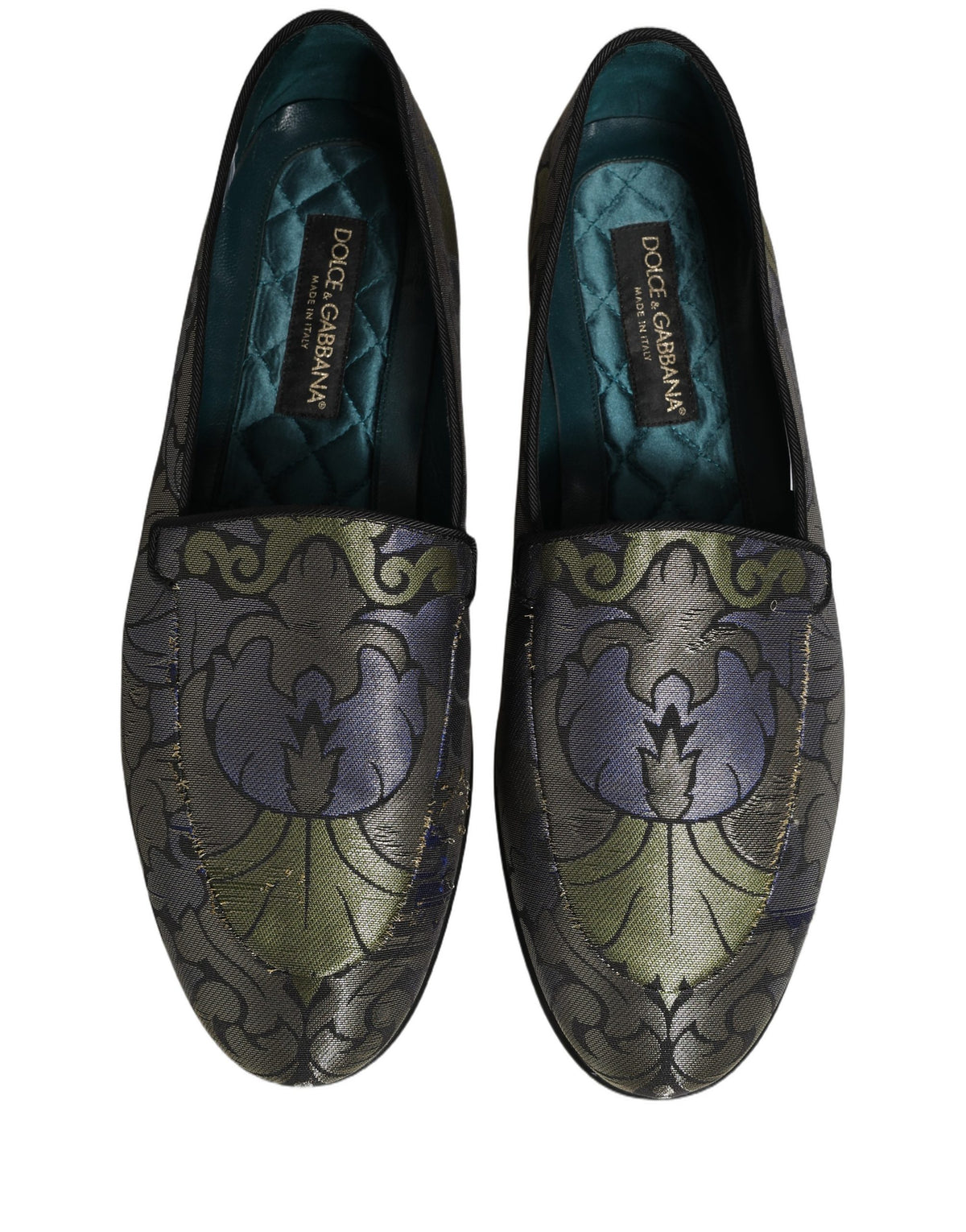 Dolce & Gabbana Men's Leather Loafer Slip-On Shoes - Multicolor Patterned Floral Jacquard