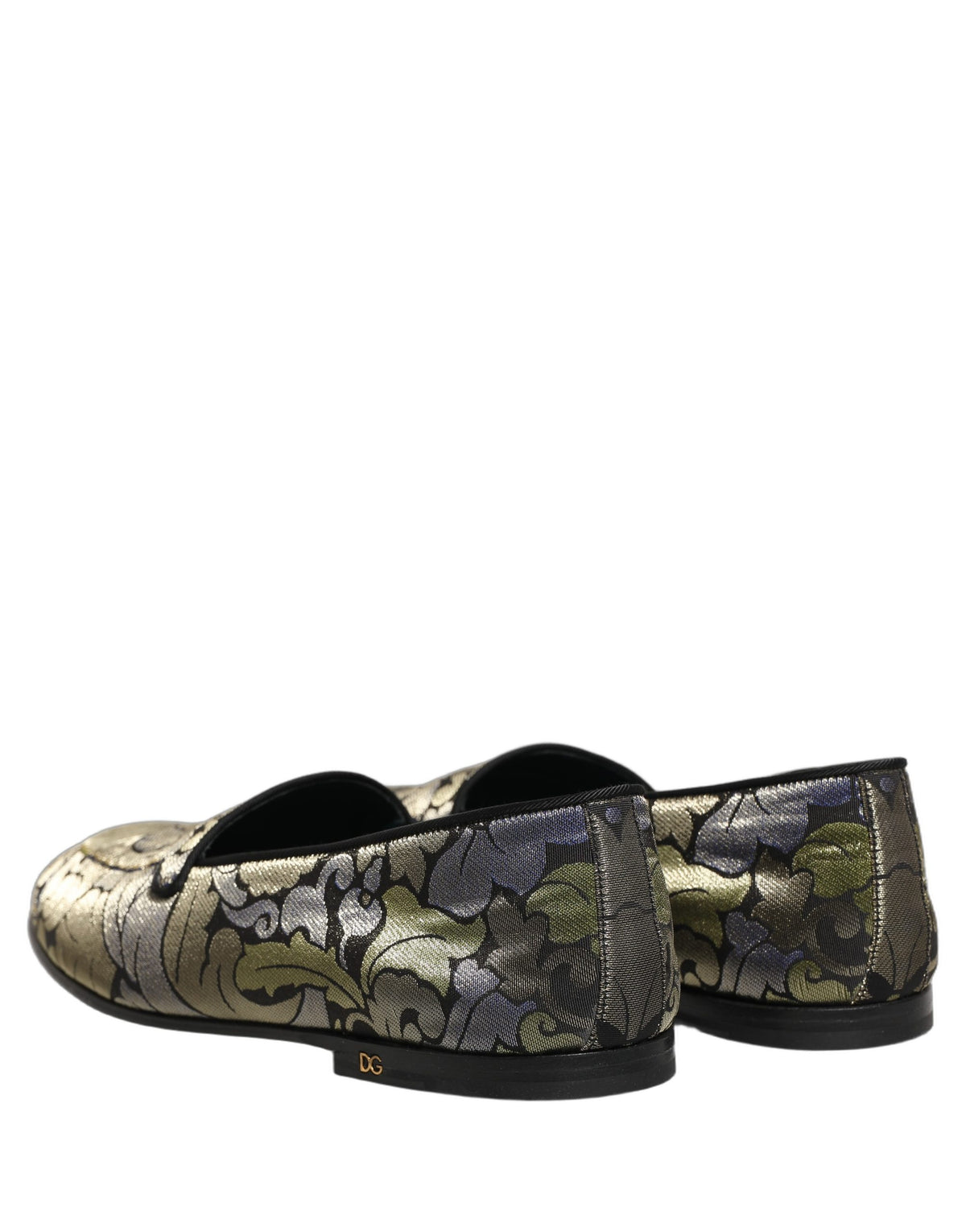 Dolce & Gabbana Men's Leather Loafer Slip-On Shoes - Multicolor Patterned Floral Jacquard