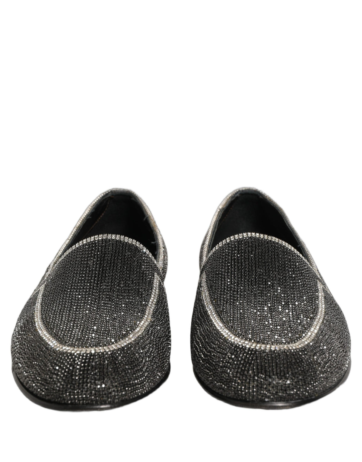 Dolce & Gabbana Men's Leather & Crystal Loafer Slip-On Shoes - Black