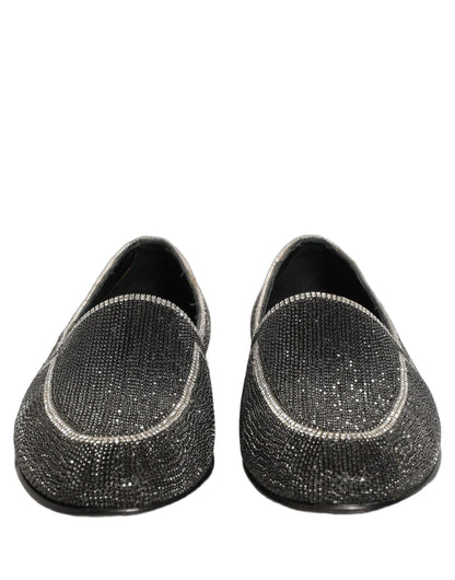 Dolce & Gabbana Men's Leather & Crystal Loafer Slip-On Shoes - Black