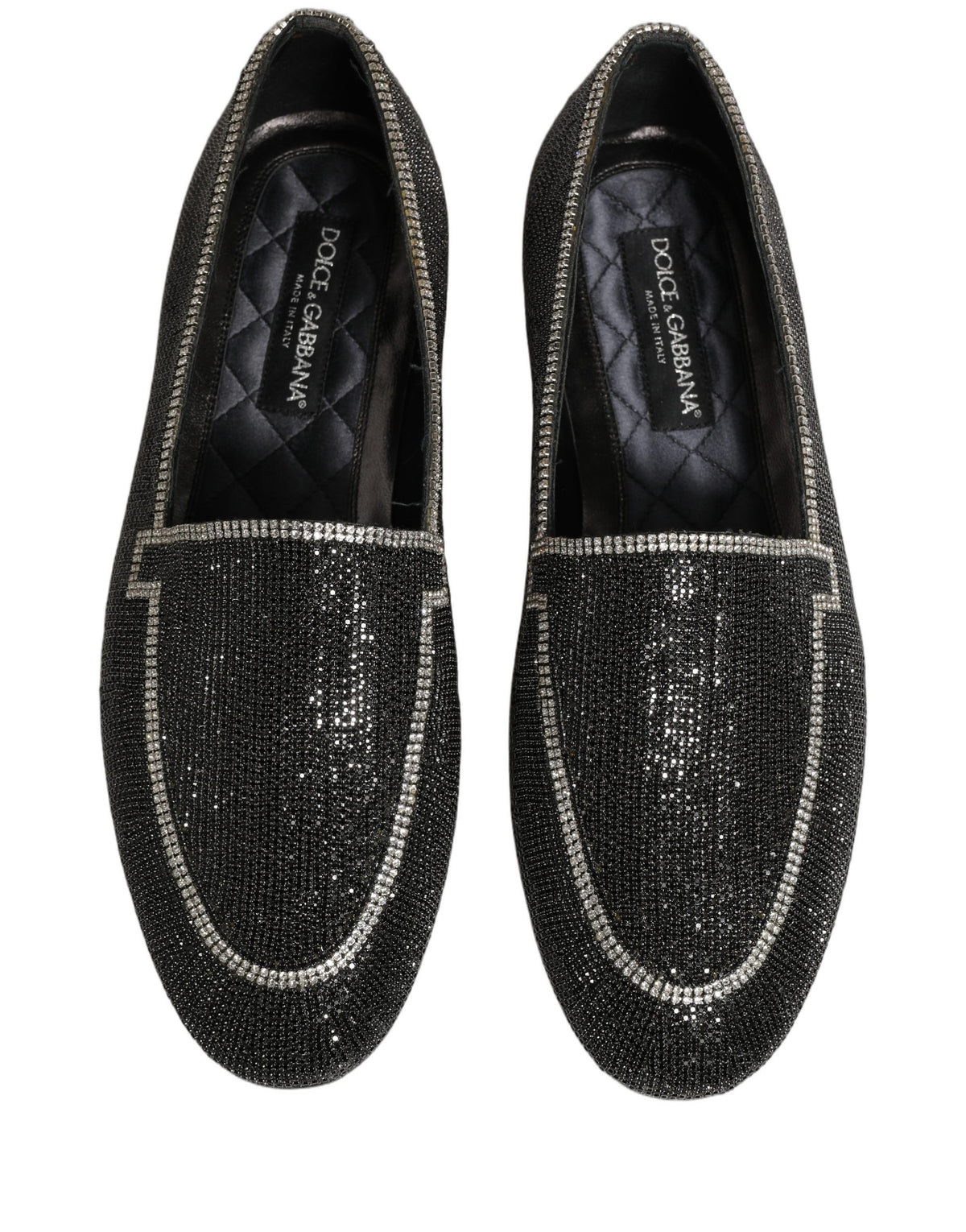 Dolce & Gabbana Men's Leather & Crystal Loafer Slip-On Shoes - Black