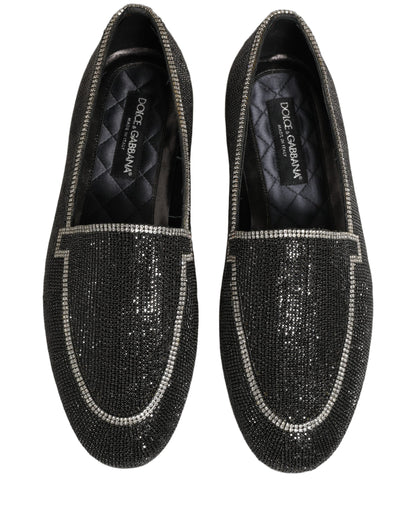 Dolce & Gabbana Men's Leather & Crystal Loafer Slip-On Shoes - Black