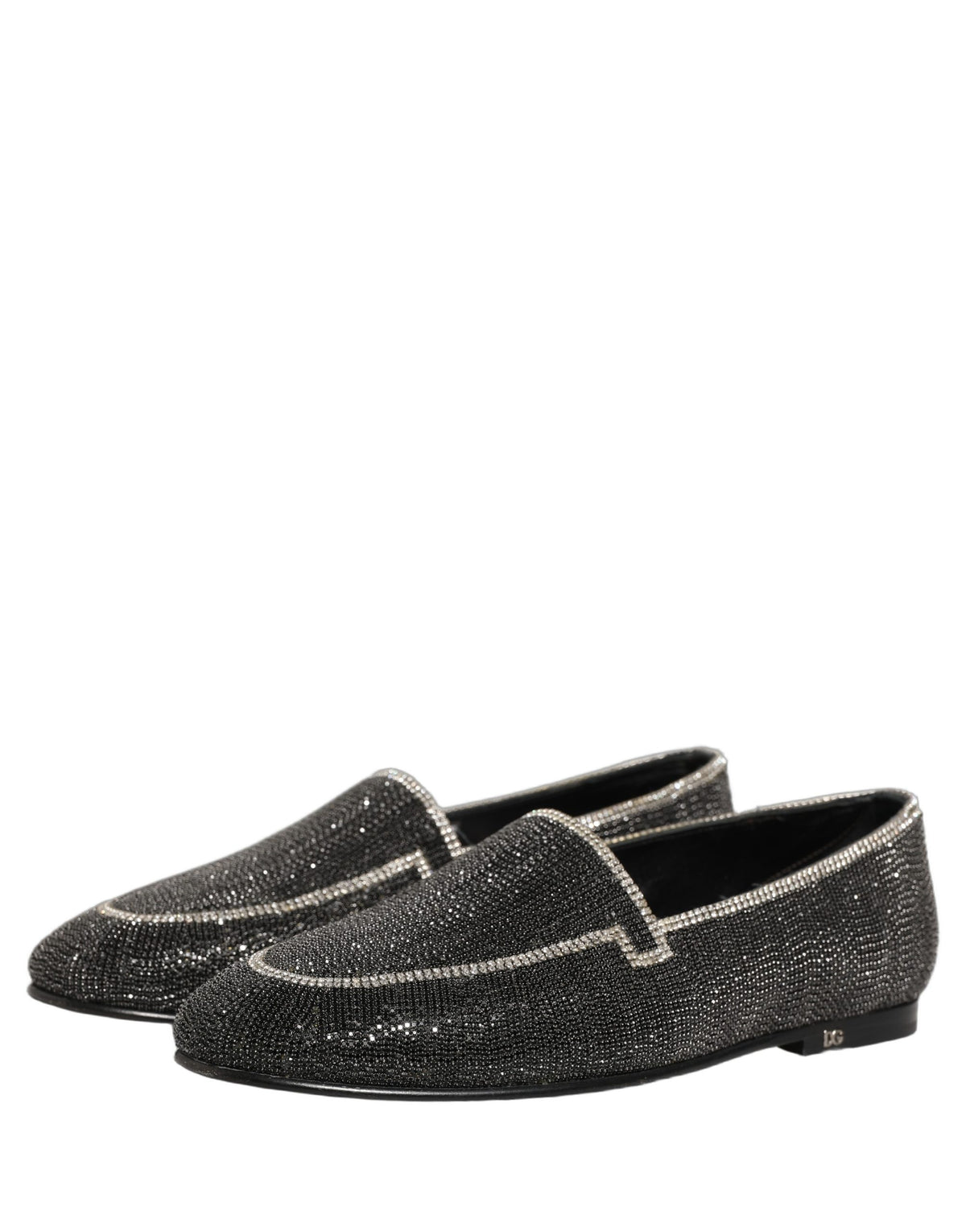 Dolce & Gabbana Men's Leather & Crystal Loafer Slip-On Shoes - Black
