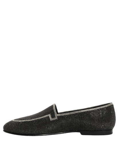 Dolce & Gabbana Men's Leather & Crystal Loafer Slip-On Shoes - Black