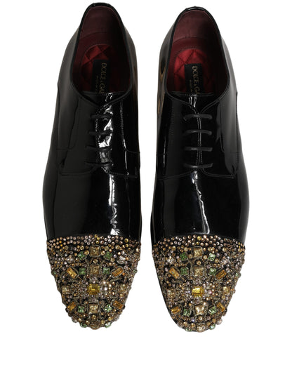 Dolce & Gabbana 501 Men's Leather & Crystal Derby Lace-Up Shoes - Black