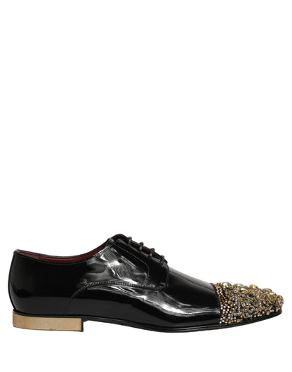 Dolce & Gabbana 501 Men's Leather & Crystal Derby Lace-Up Shoes - Black
