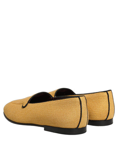 Dolce & Gabbana Men's Leather Loafer Slip-On Shoes - Yellow